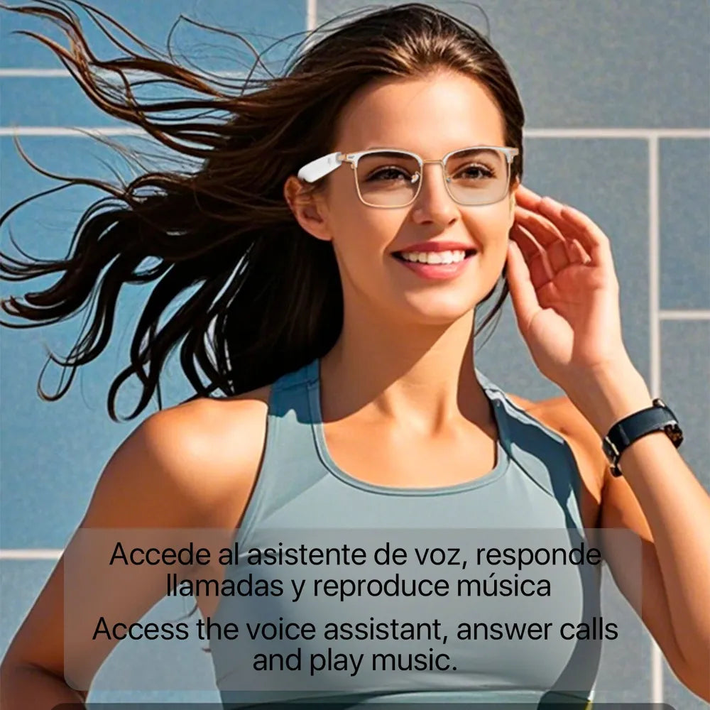 Gafas Inteligentes GS13 con Lentes Graduadas GRATIS, Llamadas Bluetooth, Asistente de Voz y Control Remoto de Cámara