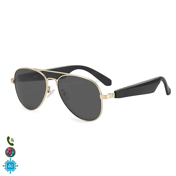Gafas inteligentes A01-3111S con Lentes Graduadas GRATIS - control de llamada bluetooth, asistente de voz, traducción AI. Tamaño M. Color:Negro/Oro