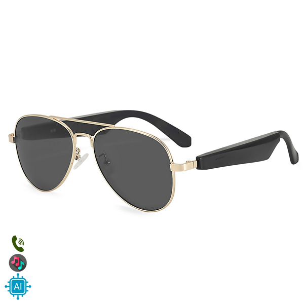 Gafas inteligentes A01-3112S con Lentes Graduadas GRATIS - control de llamada bluetooth, asistente de voz, traducción AI. Tamaño S. Color:Negro/Oro