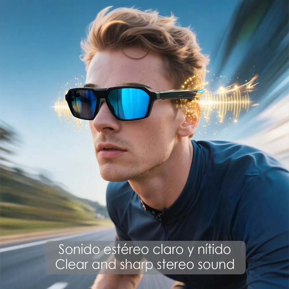 Gafas Deportivas Inteligentes con Lentes Graduadas GRATIS QY PRO 5 con Asistente de Voz Inteligente, Traductor AI en Tiempo Real de Más de 100 Idiomas, Control de Música y Llamadas, Lentes UV400