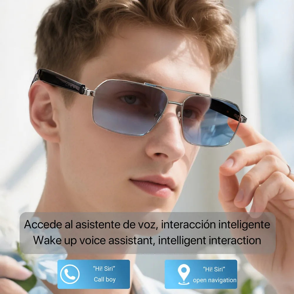 Gafas Inteligentes AI GT-31, con Lentes Graduadas GRATIS - con Bluetooth, Asistente de Voz, Control Remoto de Cámara y Reproducción de Música
