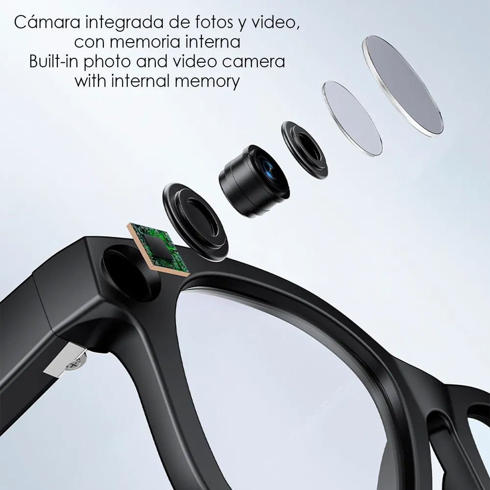 Gafas Inteligentes XK OEN PRO con Lentes Graduadas GRATIS - con Cámara HD 2 MP, Inteligencia Artificial, Traductor en Tiempo Real y Asistente de Voz