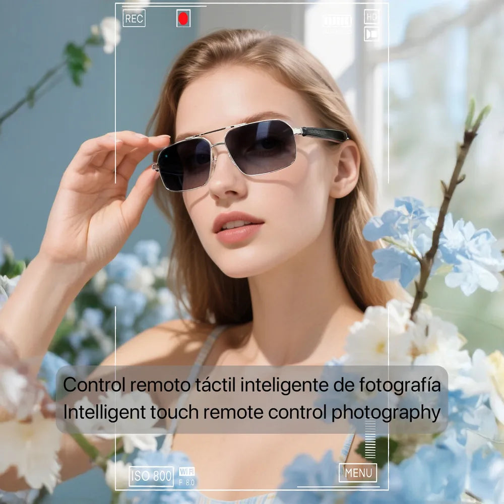 Gafas Inteligentes AI GT-31, con Lentes Graduadas GRATIS - con Bluetooth, Asistente de Voz, Control Remoto de Cámara y Reproducción de Música