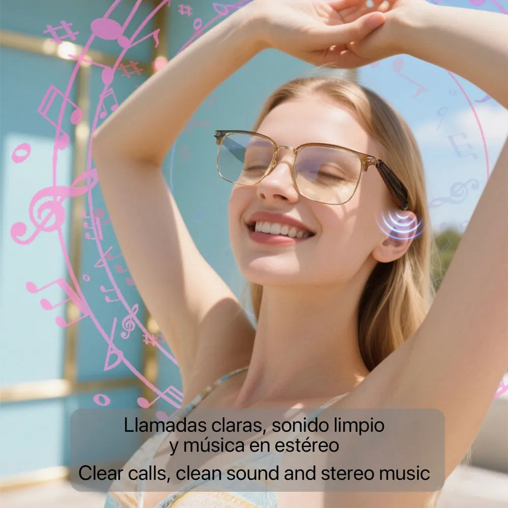 Gafas Inteligentes AI GY-600 con Lentes Graduadas GRATIS - con Traducción en Más de 100 Idiomas, Asistente Inteligente AI, Bluetooth y Reproducción de Música