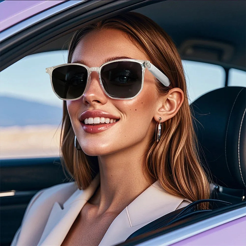 Gafas Inteligentes GS03 con Lentes Graduadas GRATIS - con Llamadas Bluetooth, Asistente de Voz, Control Remoto de Cámara y Lentes Transparentes UV400