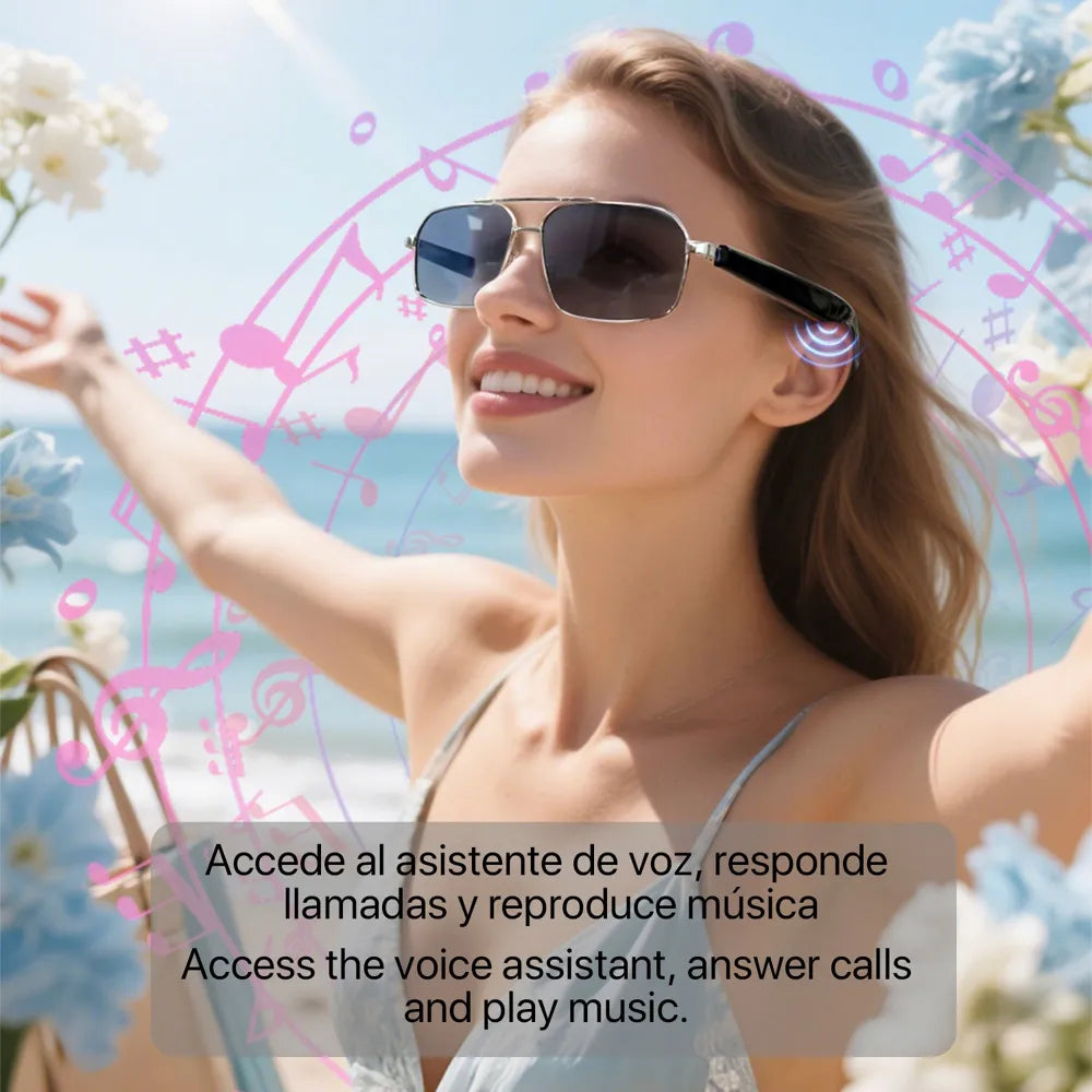 Gafas Inteligentes AI GT-31, con Lentes Graduadas GRATIS - con Bluetooth, Asistente de Voz, Control Remoto de Cámara y Reproducción de Música