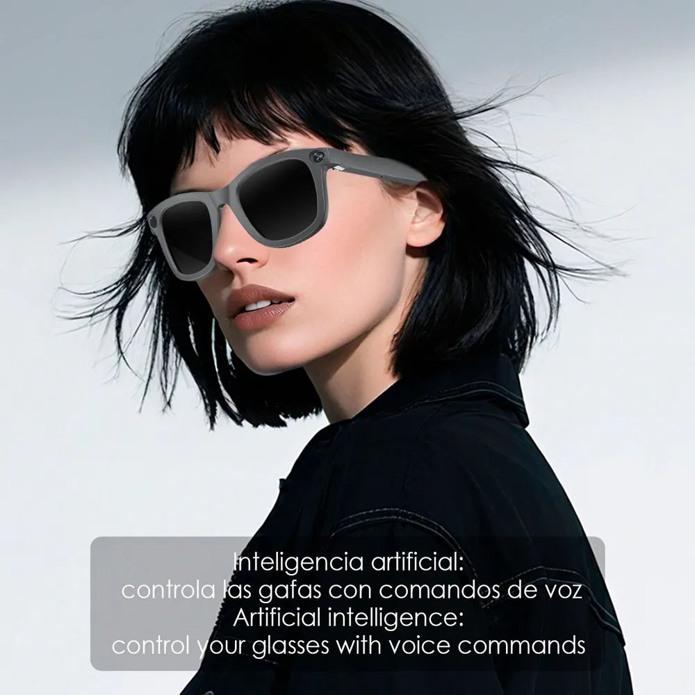 Gafas Inteligentes E3 con Lentes Graduadas GRATIS - con Cámara HD de 8 MP, Inteligencia Artificial, Traductor en Tiempo Real y Lentes Intercambiables