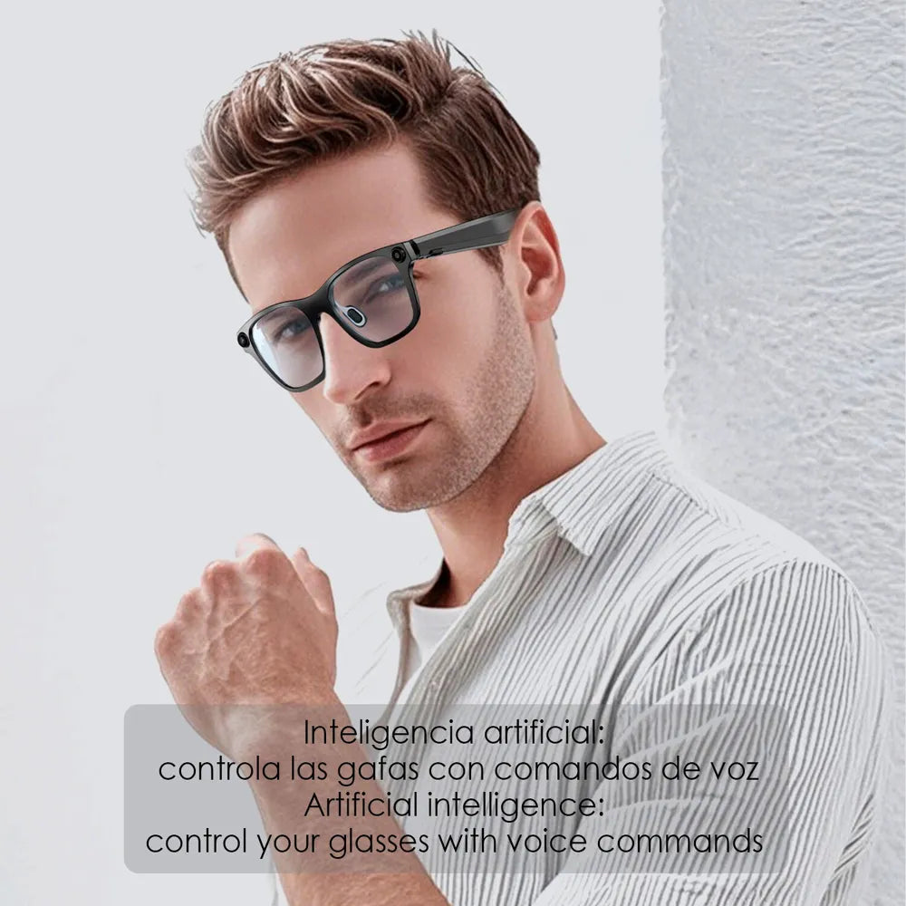 Gafas Inteligentes S336 con Lentes Graduadas GRATIS - con Cámara HD de hasta 20 MP, Inteligencia Artificial, Traductor en Tiempo Real y Asistente de Voz