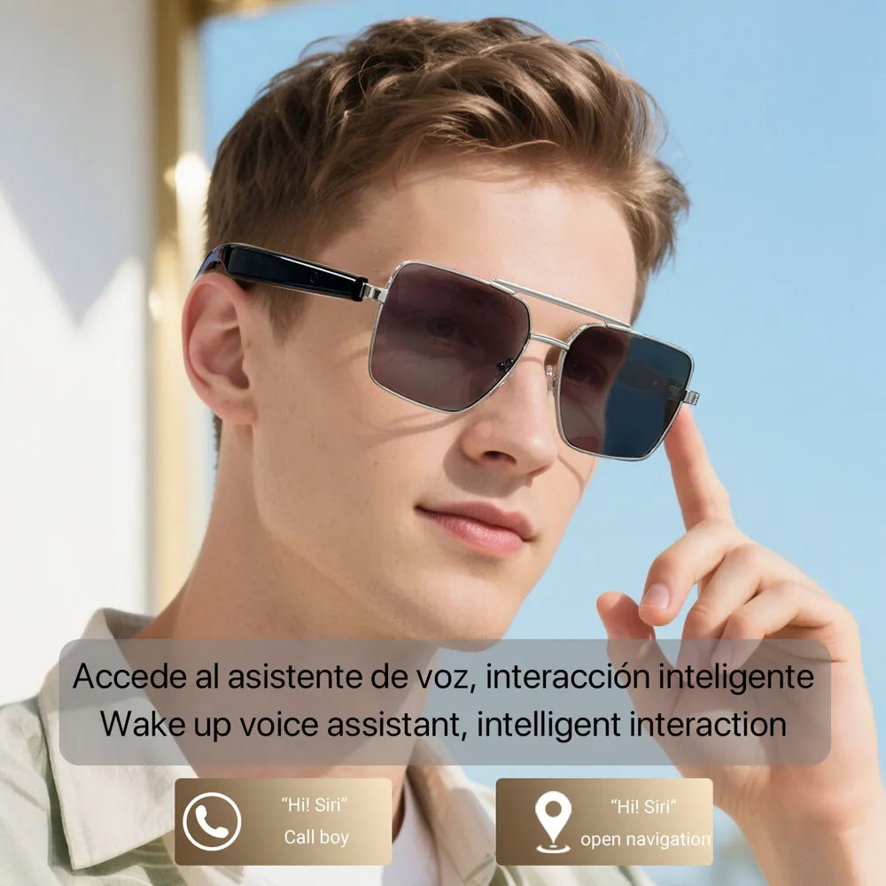 Gafas Inteligentes AI GT-30, con Lentes Graduadas GRATIS -  con Bluetooth, Asistente de Voz, Control Remoto de Cámara y Reproducción de Música