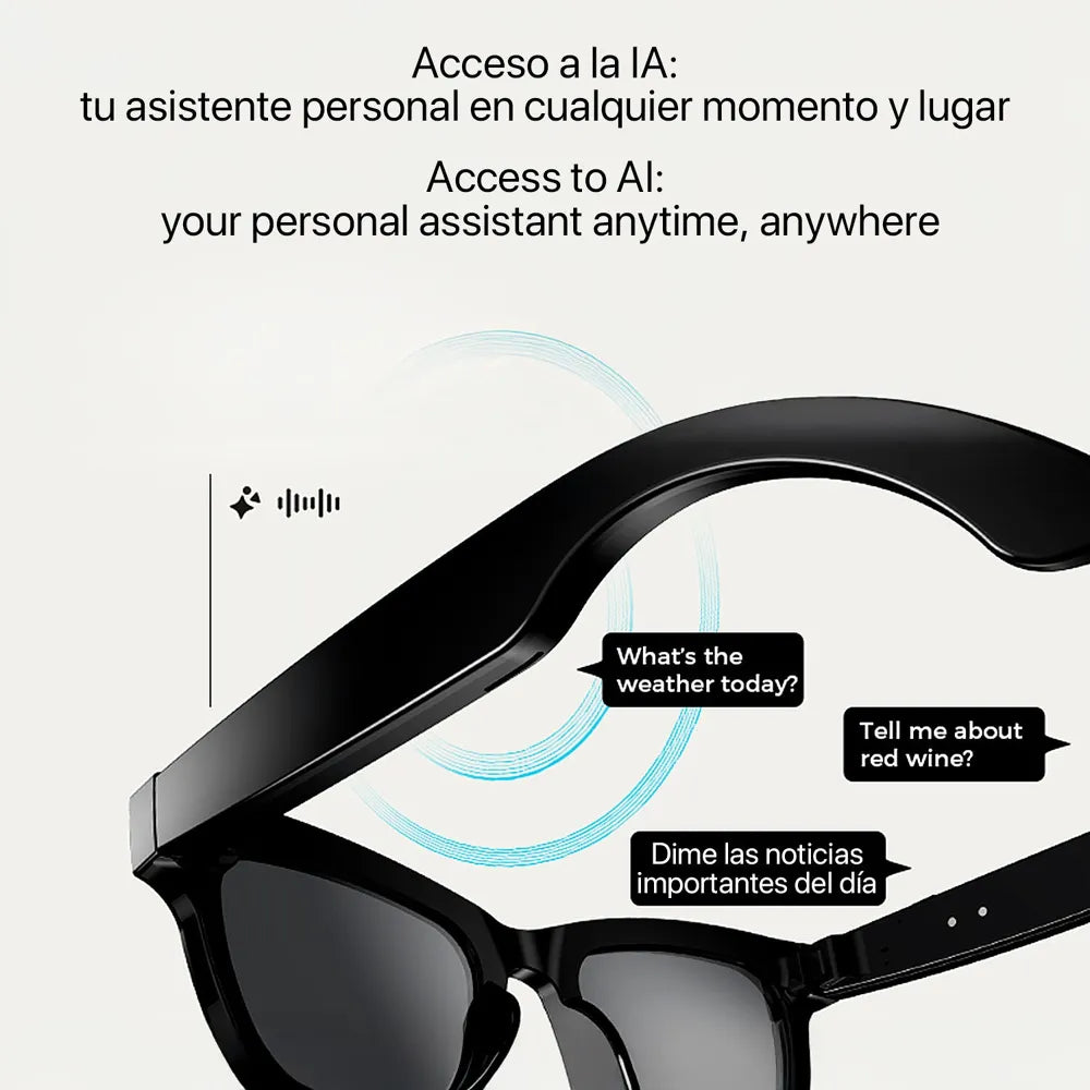 Gafas Inteligentes M01 con Lentes Graduadas GRATIS - con Cámara HD, Inteligencia Artificial, Traductor en Tiempo Real, Control de Música y Llamadas