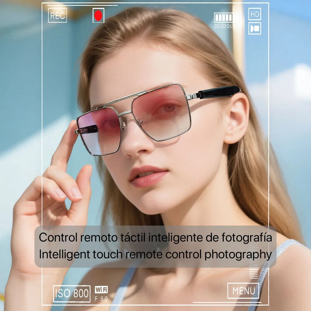 Gafas Inteligentes AI GT-30, con Lentes Graduadas GRATIS -  con Bluetooth, Asistente de Voz, Control Remoto de Cámara y Reproducción de Música