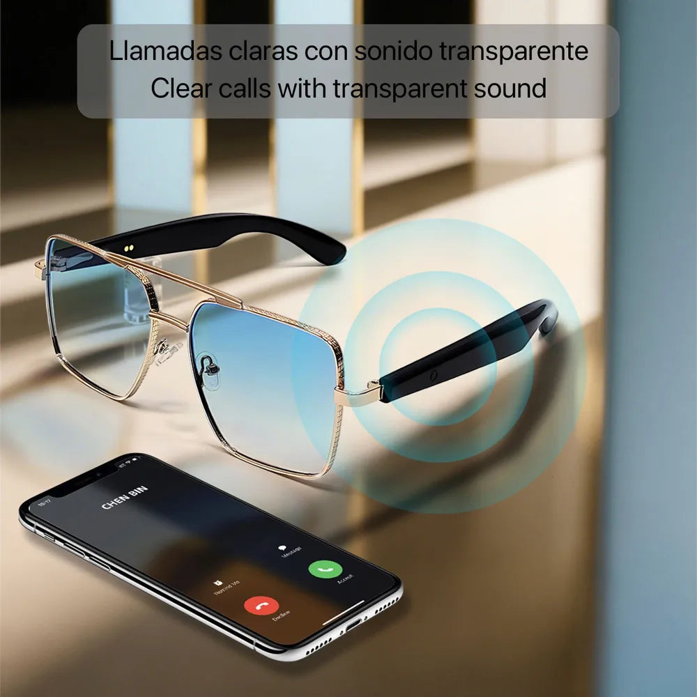 Gafas Inteligentes AI GT-30, con Lentes Graduadas GRATIS -  con Bluetooth, Asistente de Voz, Control Remoto de Cámara y Reproducción de Música