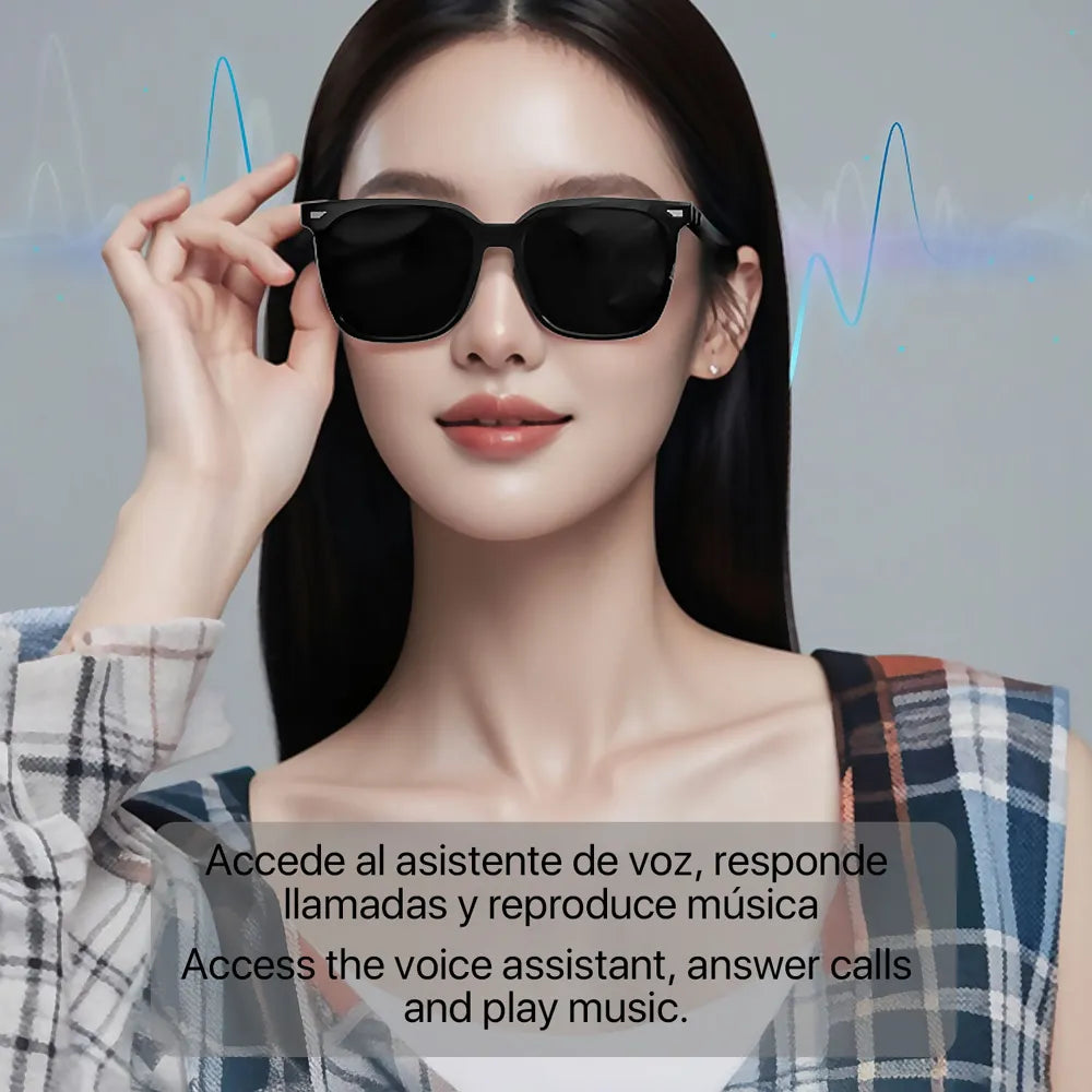 Gafas Inteligentes GS01 con Lentes Graduadas GRATIS - con Llamadas Bluetooth, Asistente de Voz, Control Remoto de Cámara y Reproducción de Música