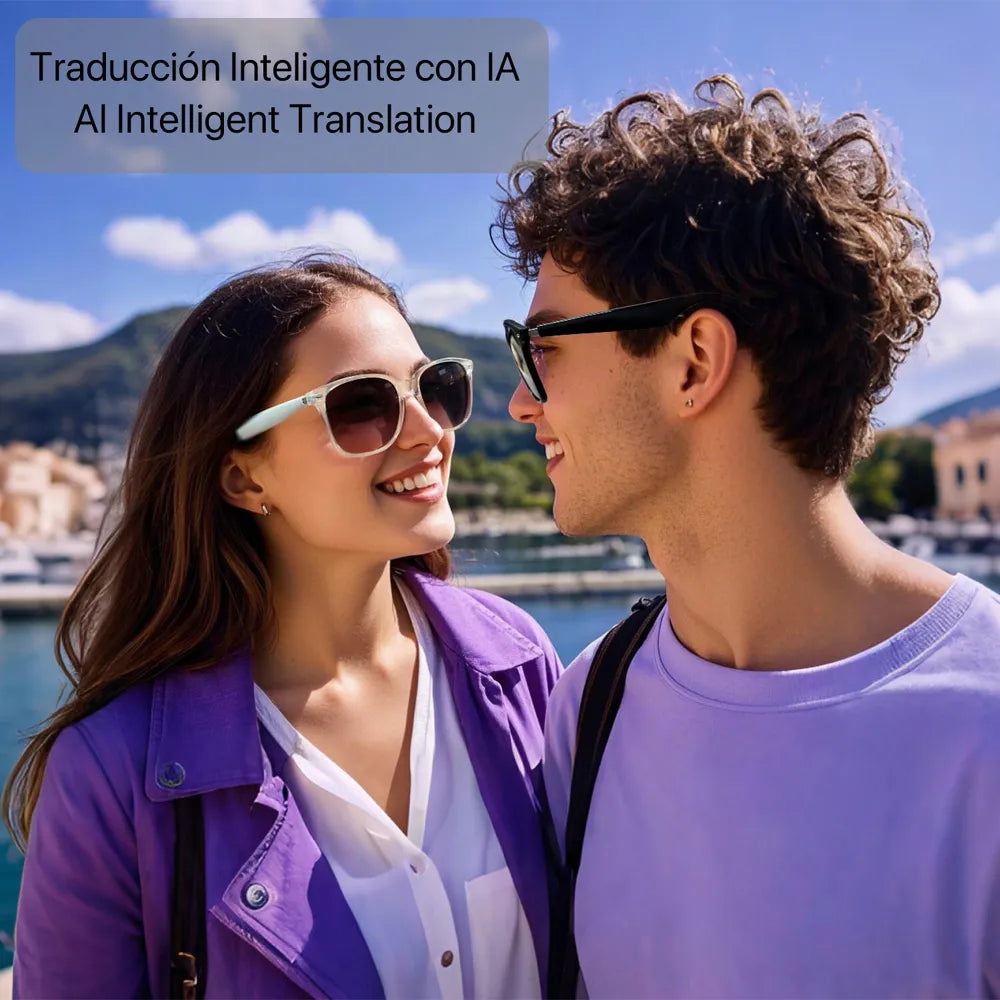 **Gafas Inteligentes AI GY-500 con Lentes Graduadas GRATIS - con Traducción en Más de 100 Idiomas, Asistente Inteligente AI, Notas de Voz, Llamadas Bluetooth y Reproducción de Música