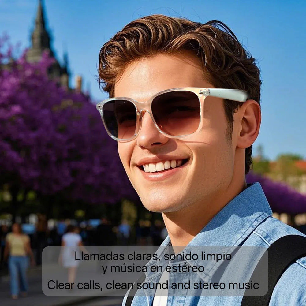 **Gafas Inteligentes AI GY-500 con Lentes Graduadas GRATIS - con Traducción en Más de 100 Idiomas, Asistente Inteligente AI, Notas de Voz, Llamadas Bluetooth y Reproducción de Música