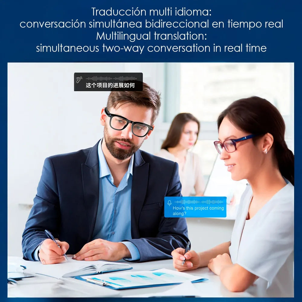 Gafas Inteligentes CY01 con Lentes Graduadas GRATIS - con Cámara HD 8 MP, Inteligencia Artificial, Traductor en Tiempo Real y 32 GB