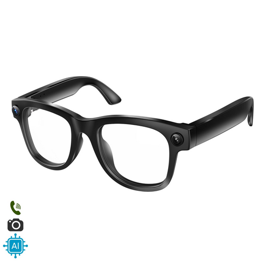 Perfecto. A pGafas Inteligentes Q6 con Lentes Graduadas GRATIS -  con Cámara 8 MP, Traductor IA, Asistente de Voz y Bluetooth - Negro Transparente