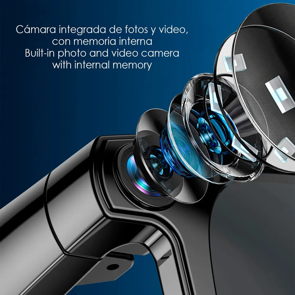 Perfecto. A pGafas Inteligentes Q6 con Lentes Graduadas GRATIS -  con Cámara 8 MP, Traductor IA, Asistente de Voz y Bluetooth - Negro Transparente