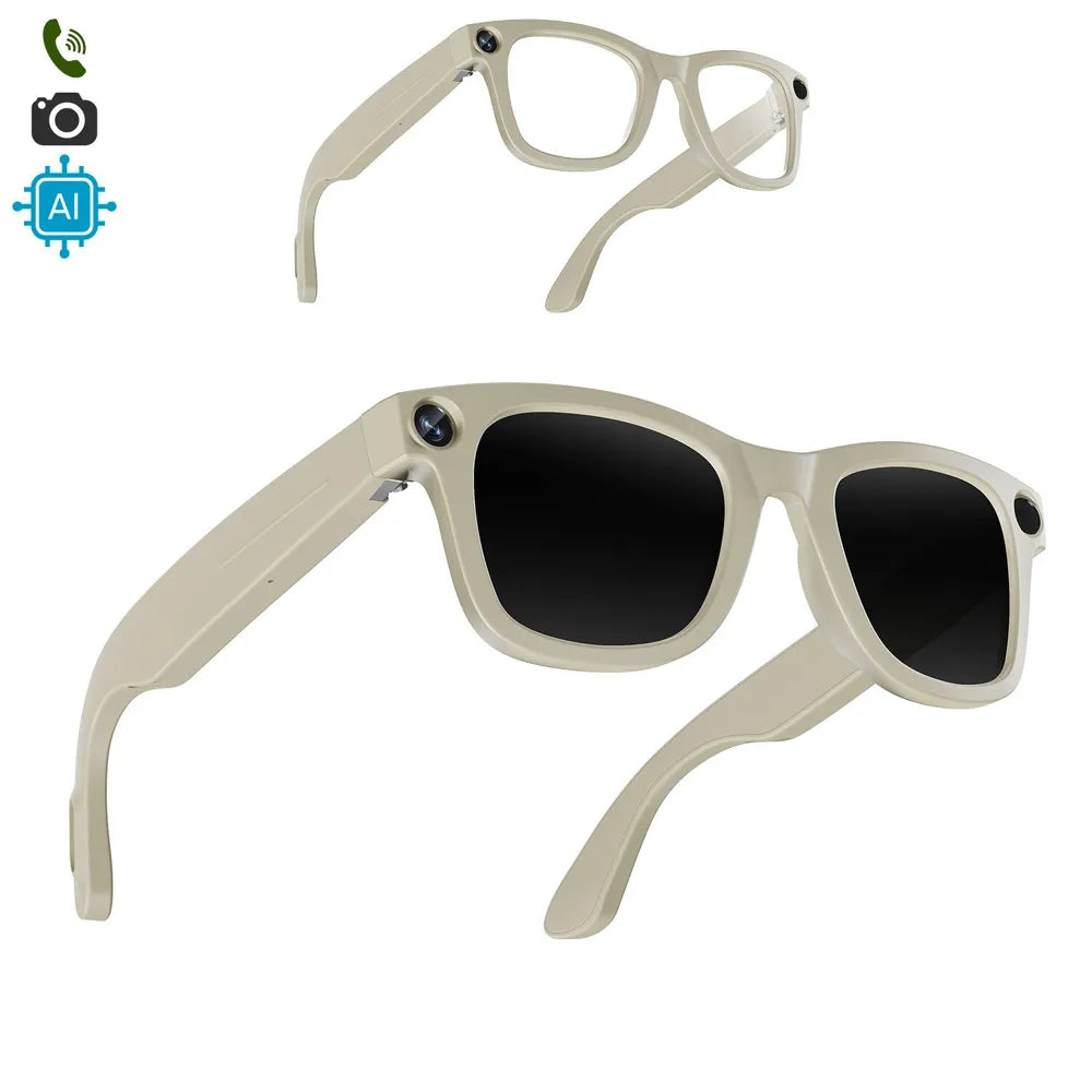 Gafas Inteligentes E3 con Lentes Graduadas GRATIS - con Cámara HD de 8 MP, Inteligencia Artificial, Traductor en Tiempo Real y Lentes Intercambiables