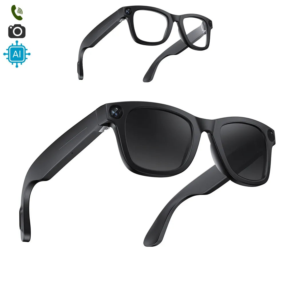 Gafas Inteligentes E3 con Lentes Graduadas GRATIS - con Cámara HD de 8 MP, Inteligencia Artificial, Traductor en Tiempo Real y Lentes Intercambiables