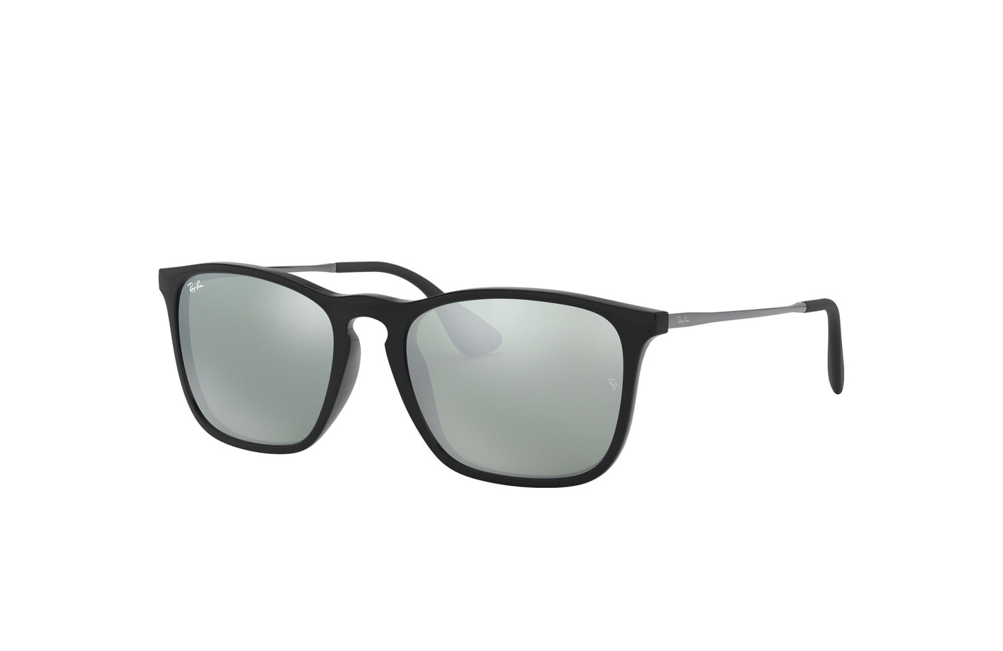 Ray-Ban RB4187F-601/30 Unisex Chris Gloss Black Square Silver Lens