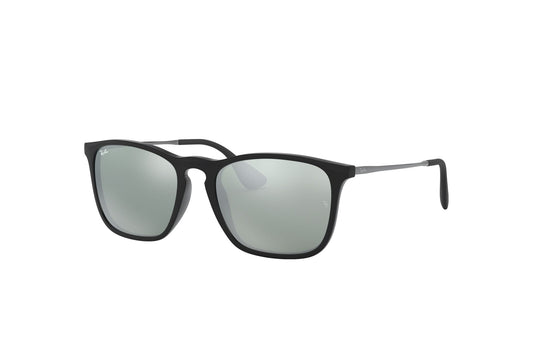 Ray-Ban RB4187F-601/30 Unisex Chris Gloss Black Square Silver Lens