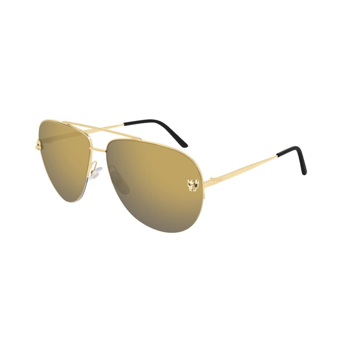 Cartier CT0065S-009 Gold Aviator Gold Mirror Lens Women's Metal