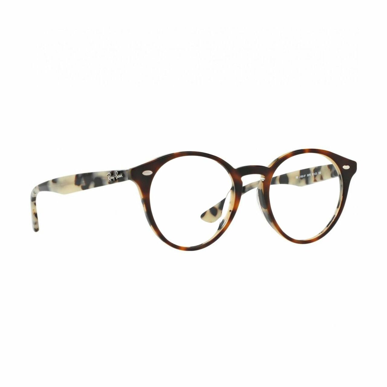 Ray-Ban RB2180VF-5676 Beige Havana Round Unisex Plastic Eyeglasses