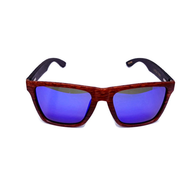 Oak Colored Frames, Bamboo Sunglasses, Blue Polarized Lenses with Case