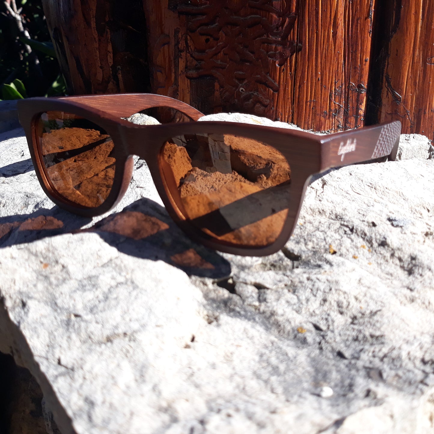 Sienna Wooden Sunglasses With Bamboo Case, Tea Polarized Lenses