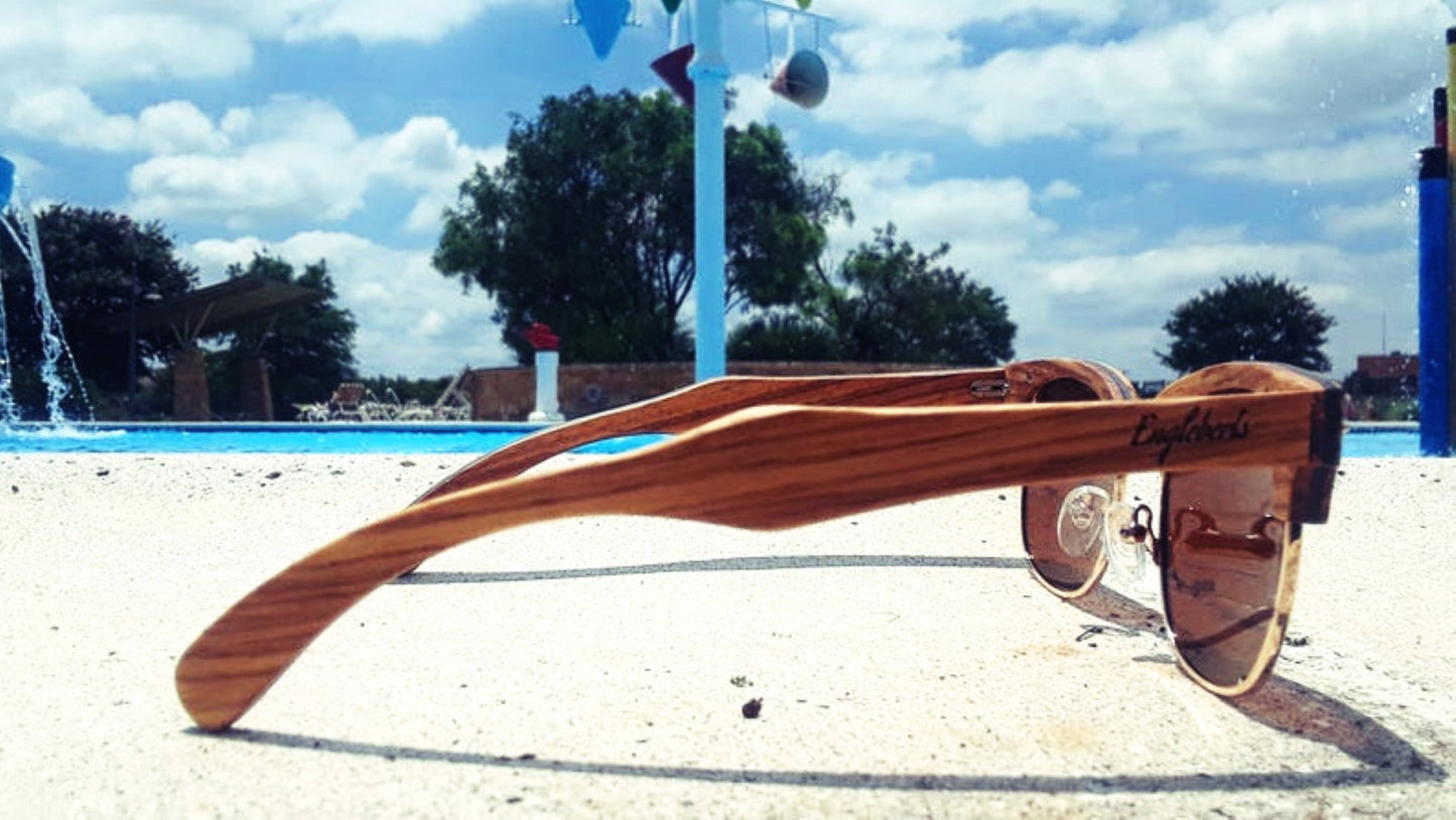 Ebony and ZebraWood Sunglasses, Tea Polarized Lenses